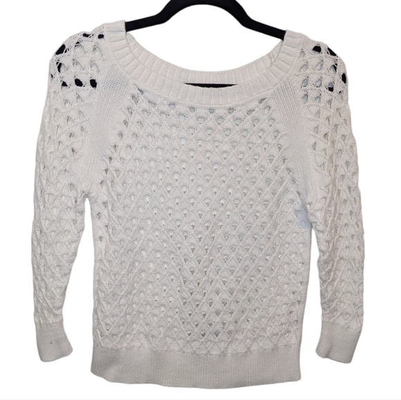 American Eagle Outfitters Sweaters - American Eagle White Crochet Knit Sweater S 🤍✨